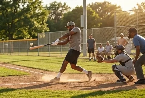 Pickup baseball game at bat