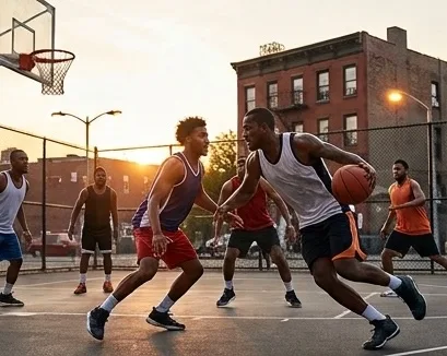 Pickup basketball game in progress